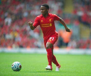 Raheem Sterling in action at Anfield (Pic: David Rawcliffe)