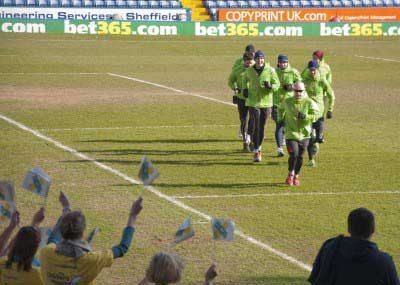 On the pitch at Hillsborough