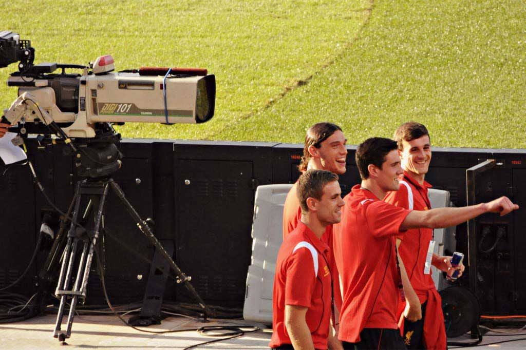 Carroll with teammates at Fenway Park ahead of his loan move to West Ham (Pic: md.faisalzaman, on Flickr)