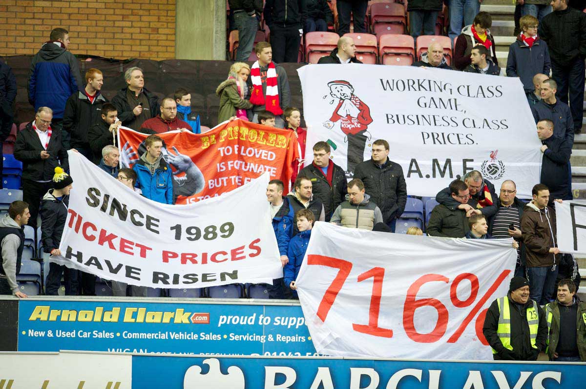 Liverpool supporters protest against high ticket prices. Pic:  Propaganda