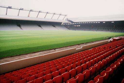 The standing Kop and the Kemlyn Road at Anfield