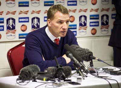 BRENDAN RODGERS TALKING ABOUT GOALS. Pic: David Rawcliffe-Propaganda.