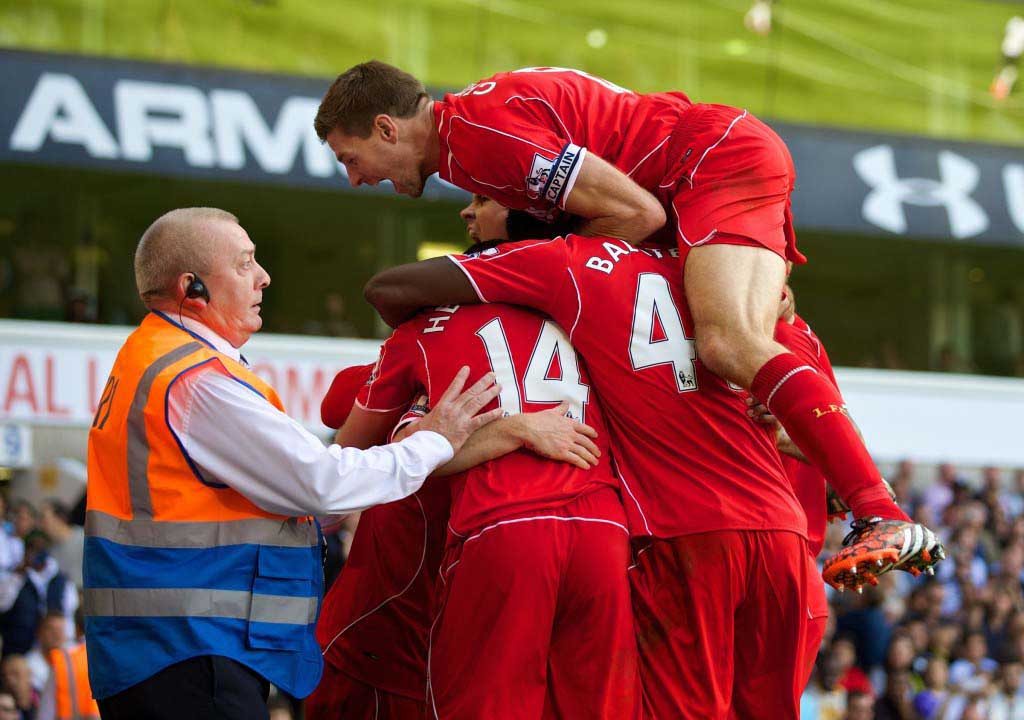 SMELLS LIKE TEAM SPIRIT: Liverpool's systematic football was back with a bang on Sunday at Spurs. Pic: David Rawcliffe