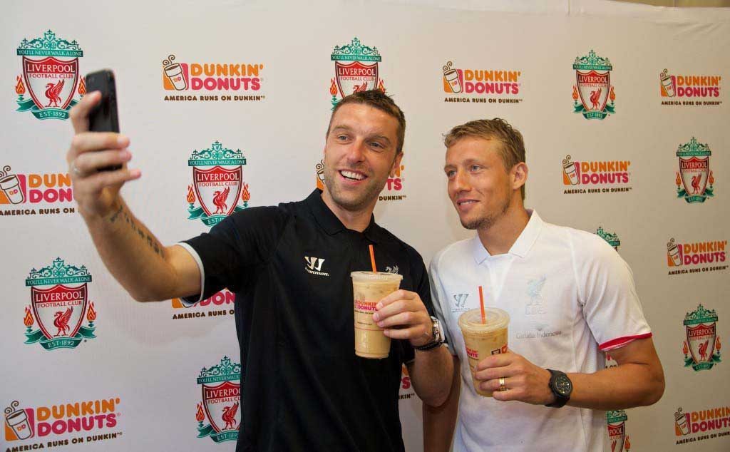 Football - Liverpool FC Preseason Tour 2014 - Liverpool players visit Dunkin' Donuts