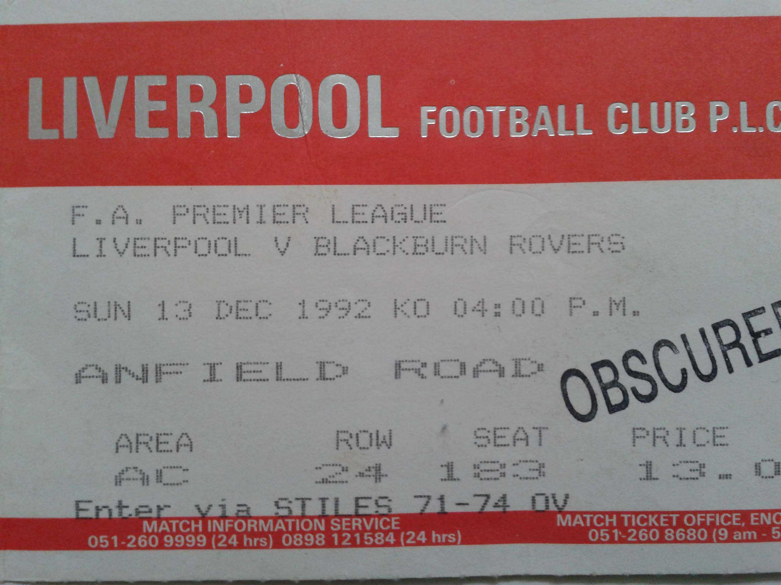 JUST THE TICKET FIVE FAVOURITE LIVERPOOL STUBS 2 The Anfield Wrap