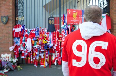 Liverpool Supporter at Shankly Gates Hillsborough