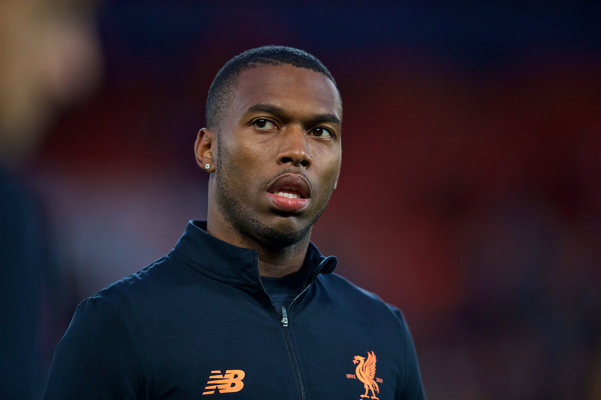 LIVERPOOL, ENGLAND - Wednesday, September 13, 2017: Liverpool's Daniel Sturridge warms-up before the UEFA Champions League Group E match between Liverpool and Sevilla at Anfield. (Pic by David Rawcliffe/Propaganda)