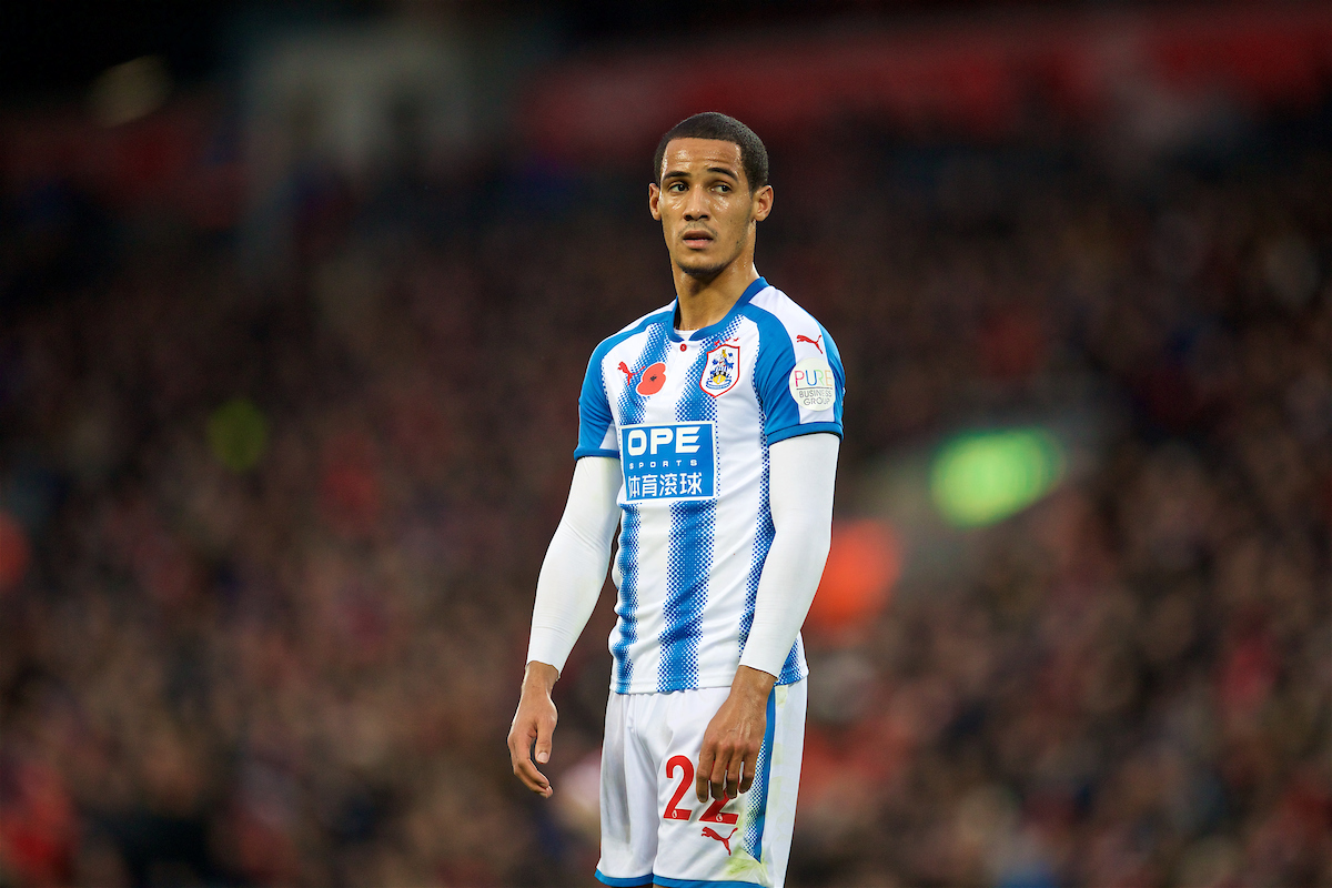 LIVERPOOL, ENGLAND - Saturday, October 28, 2017: Huddersfield Town's Tom Ince during the FA Premier League match between Liverpool and Huddersfield Town at Anfield. (Pic by David Rawcliffe/Propaganda)