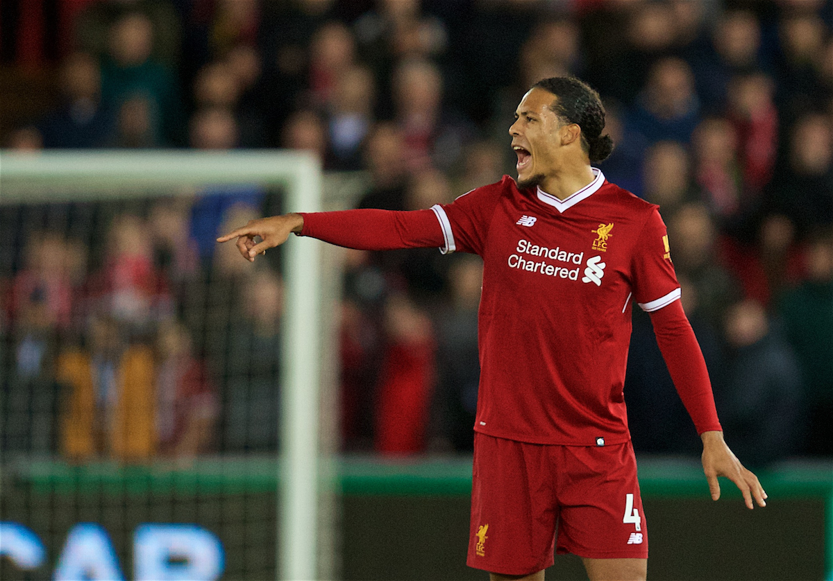 SWANSEA, WALES - Monday, January 22, 2018: Liverpool's Virgil van Dijk during the FA Premier League match between Swansea City FC and Liverpool FC at the Liberty Stadium. (Pic by David Rawcliffe/Propaganda)