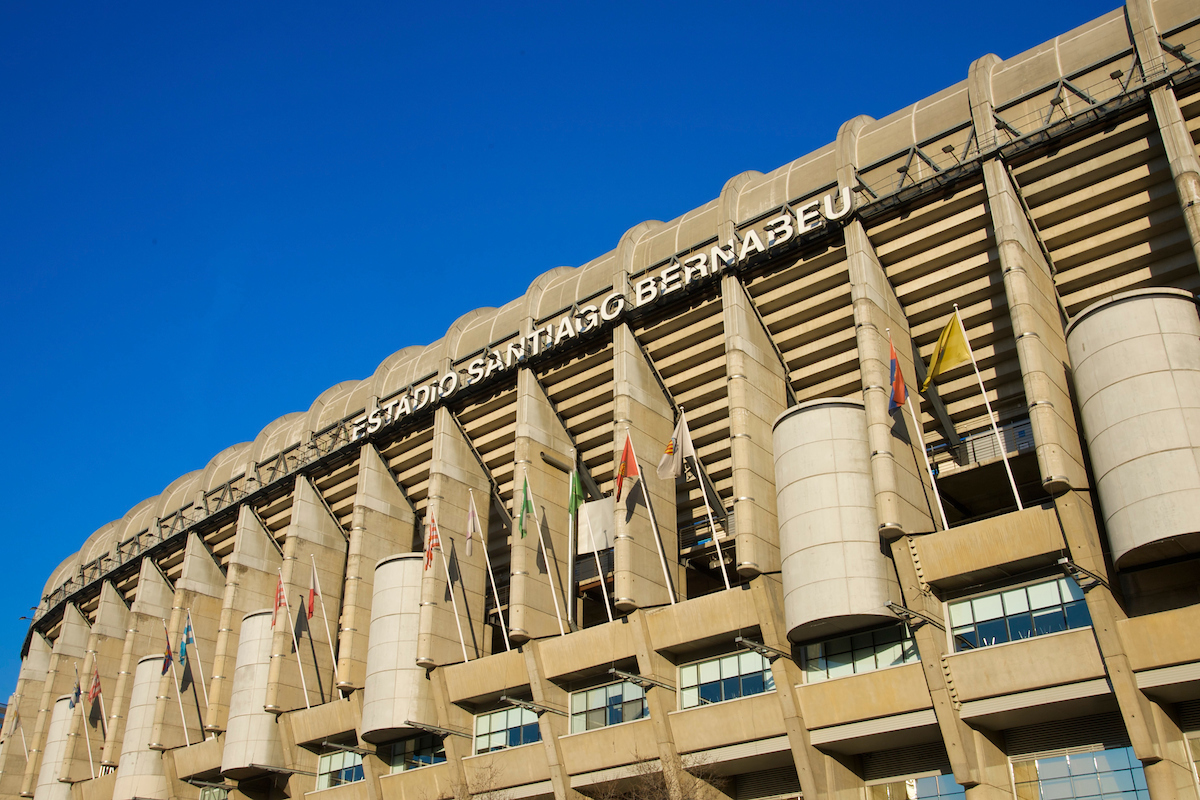 MADRID, SPAIN - Monday, February 23, 2009: The exterior view of the Estadio Santiago Bernabeu, the home of Real Madrid, who face Liverpool FC in the first knock-out round of the UEFA Champions League later this week. (Photo by David Rawcliffe/Propaganda)