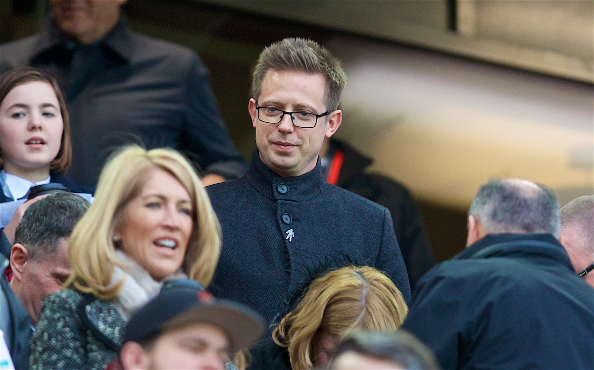 LIVERPOOL, ENGLAND - Saturday, December 30, 2017: Liverpool's Director of Football Michael Edwards during the FA Premier League match between Liverpool and Leicester City at Anfield. (Pic by David Rawcliffe/Propaganda)