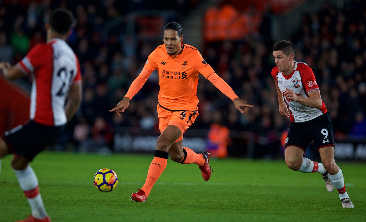 SOUTHAMPTON, ENGLAND - Sunday, February 11, 2018: Liverpool's Virgil van Dijk during the FA Premier League match between Southampton FC and Liverpool FC at St. Mary's Stadium. (Pic by David Rawcliffe/Propaganda)