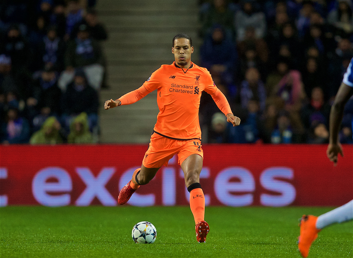 PORTO, PORTUGAL - Wednesday, February 14, 2018: Liverpool's Virgil van Dijk during the UEFA Champions League Round of 16 1st leg match between FC Porto and Liverpool FC on Valentine's Day at the Estádio do Dragão. (Pic by David Rawcliffe/Propaganda)