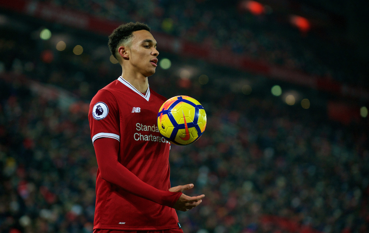 LIVERPOOL, ENGLAND - Saturday, March 3, 2018: Liverpool's Trent Alexander-Arnold during the FA Premier League match between Liverpool FC and Newcastle United FC at Anfield. (Pic by Peter Powell/Propaganda)