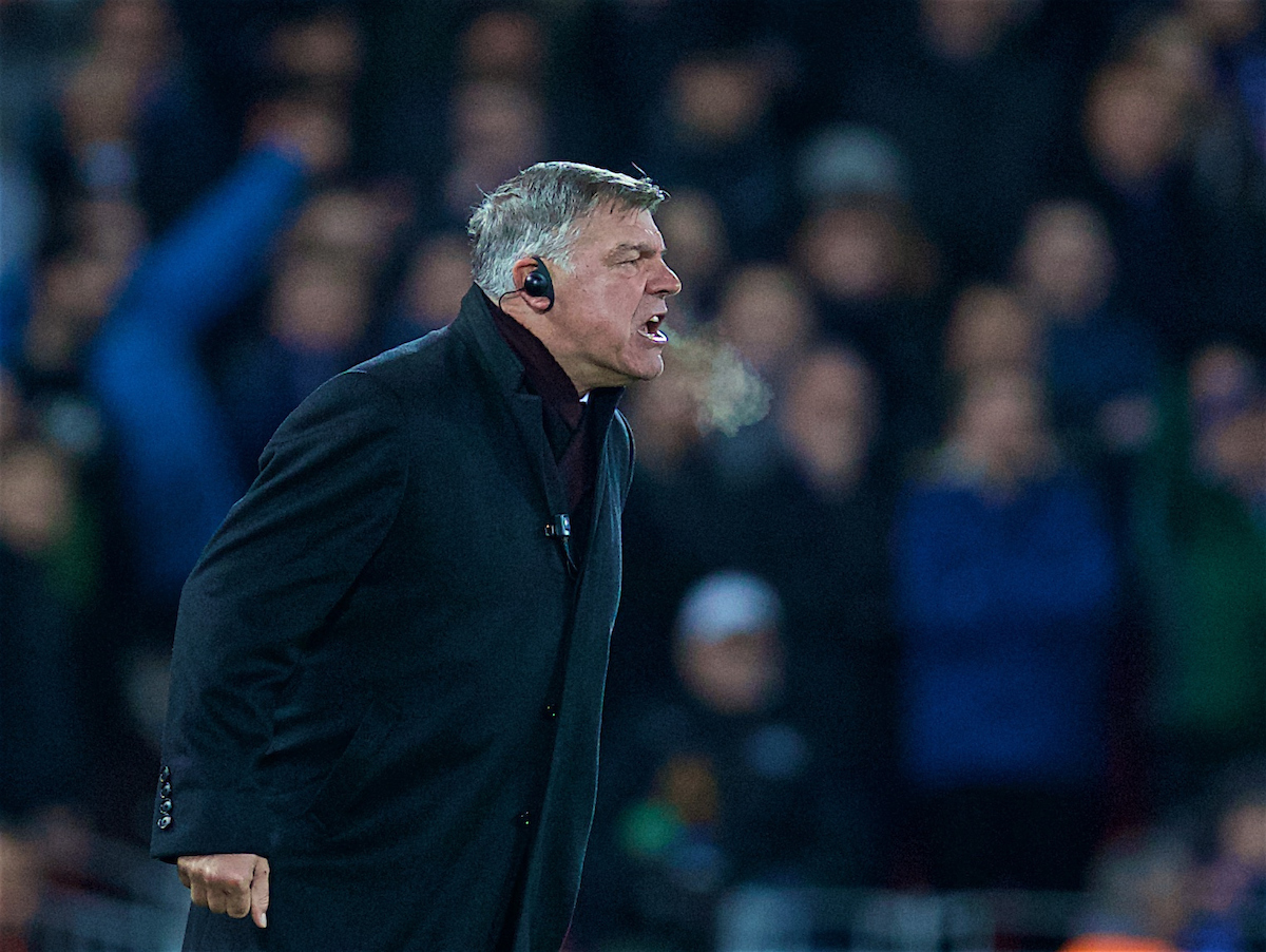 LIVERPOOL, ENGLAND - Friday, January 5, 2018: Everton's manager Sam Allardyce reacts during the FA Cup 3rd Round match between Liverpool FC and Everton FC, the 230th Merseyside Derby, at Anfield. (Pic by David Rawcliffe/Propaganda)