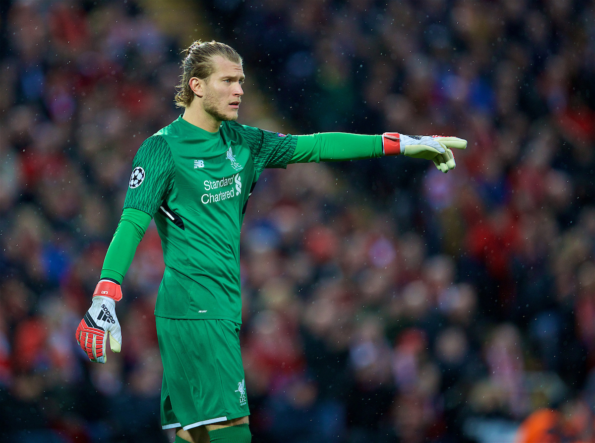 LIVERPOOL, ENGLAND - Tuesday, April 24, 2018: Liverpool's goalkeeper Loris Karius during the UEFA Champions League Semi-Final 1st Leg match between Liverpool FC and AS Roma at Anfield. (Pic by David Rawcliffe/Propaganda)