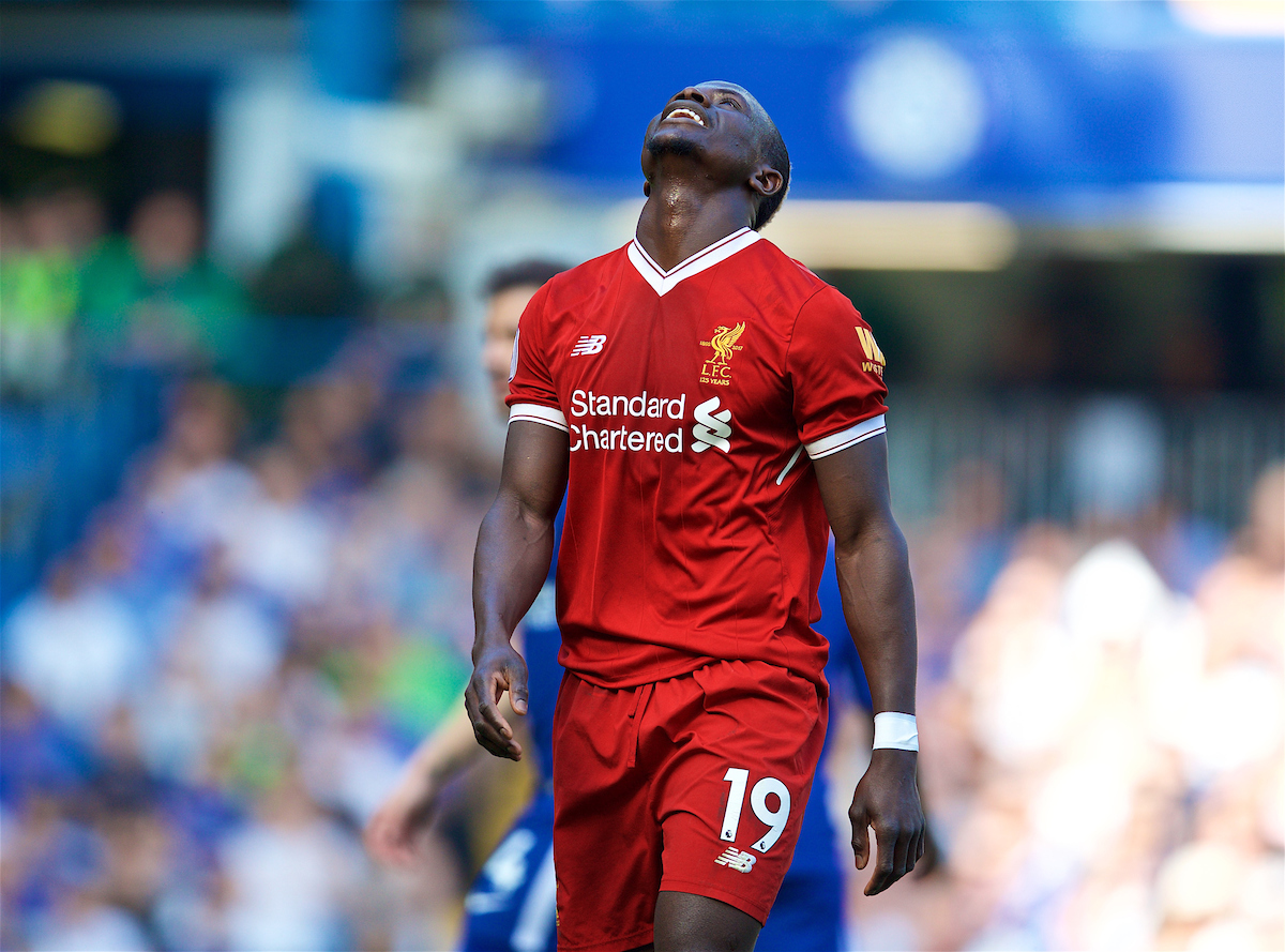 LONDON, ENGLAND - Sunday, May 6, 2018: Liverpool's Sadio Mane looks dejected after missing a chance during the FA Premier League match between Chelsea FC and Liverpool FC at Stamford Bridge. (Pic by David Rawcliffe/Propaganda)