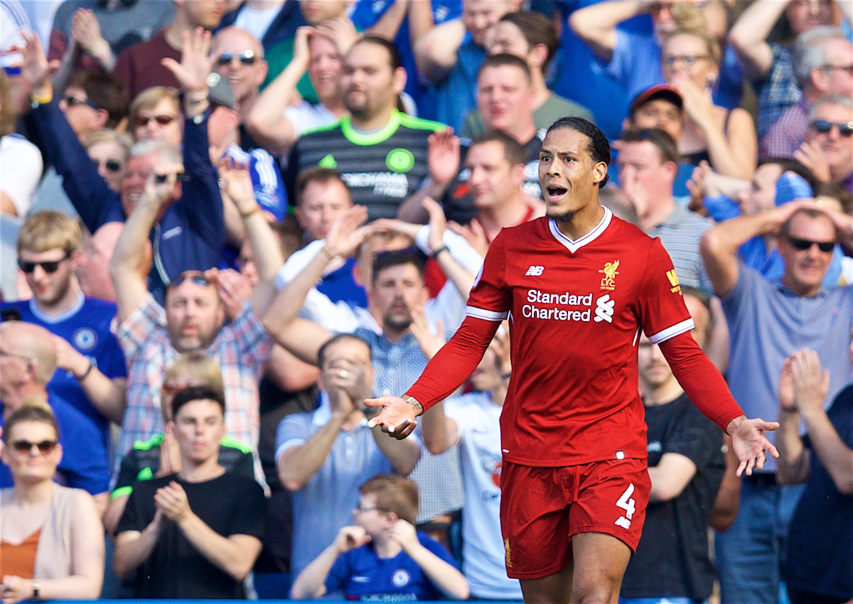 LONDON, ENGLAND - Sunday, May 6, 2018: Liverpool's Virgil van Dijk during the FA Premier League match between Chelsea FC and Liverpool FC at Stamford Bridge. (Pic by David Rawcliffe/Propaganda)