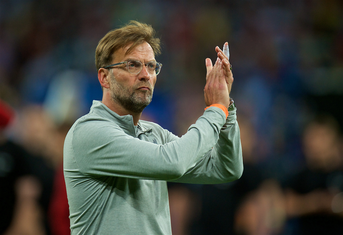 KIEV, UKRAINE - Saturday, May 26, 2018: Liverpool's manager Jürgen Klopp looks dejected as his side lose during the UEFA Champions League Final match between Real Madrid CF and Liverpool FC at the NSC Olimpiyskiy. Real Madrid won 3-1. (Pic by Peter Powell/Propaganda)