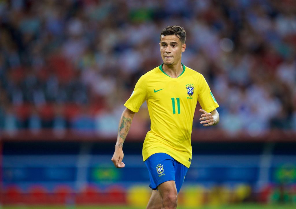 MOSCOW, RUSSIA - Wednesday, June 27, 2018: Brazil's Philippe Coutinho Correia during the FIFA World Cup Russia 2018 Group E match between Serbia and Brazil at the Spartak Stadium. (Pic by David Rawcliffe/Propaganda)