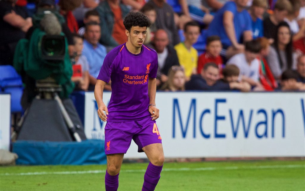 BIRKENHEAD, ENGLAND - Tuesday, July 10, 2018: Liverpool's Curtis Jones during a preseason friendly match between Tranmere Rovers FC and Liverpool FC at Prenton Park. (Pic by Paul Greenwood/Propaganda)