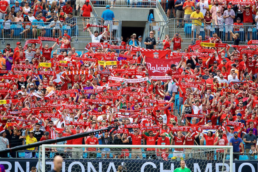 CHARLOTTE, USA - Sunday, July 22, 2018: Liverpool supporters during a preseason International Champions Cup match between Borussia Dortmund and Liverpool FC at the Bank of America Stadium. (Pic by David Rawcliffe/Propaganda)
