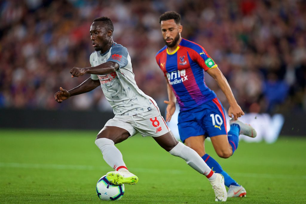 LONDON, ENGLAND - Monday, August 20, 2018: Liverpool's Naby Keita and Crystal Palace's Andros Townsend during the FA Premier League match between Crystal Palace and Liverpool FC at Selhurst Park. (Pic by David Rawcliffe/Propaganda)