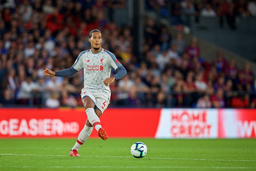 LONDON, ENGLAND - Monday, August 20, 2018: Liverpool's Virgil van Dijk during the FA Premier League match between Crystal Palace and Liverpool FC at Selhurst Park. (Pic by David Rawcliffe/Propaganda)