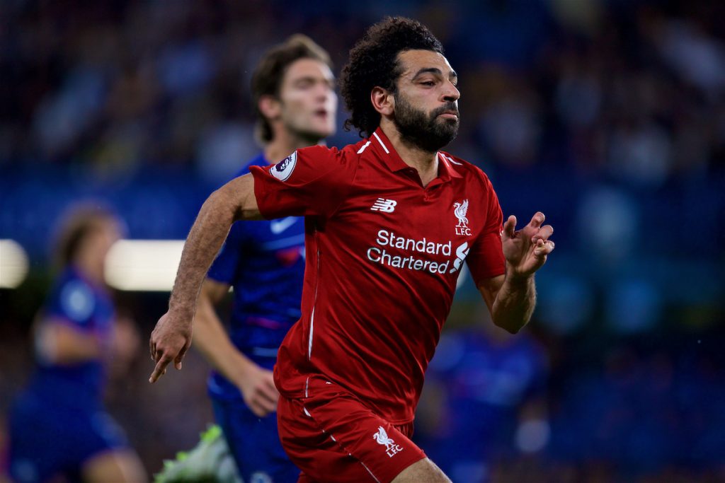 LONDON, ENGLAND - Saturday, September 29, 2018: Liverpool's Mohamed Salah during the FA Premier League match between Chelsea FC and Liverpool FC at Stamford Bridge. (Pic by David Rawcliffe/Propaganda)