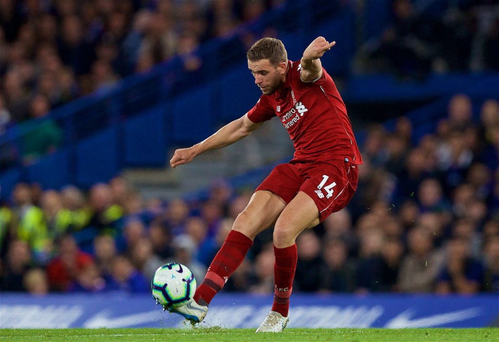 LONDON, ENGLAND - Saturday, September 29, 2018: Liverpool's captain Jordan Henderson during the FA Premier League match between Chelsea FC and Liverpool FC at Stamford Bridge. (Pic by David Rawcliffe/Propaganda)