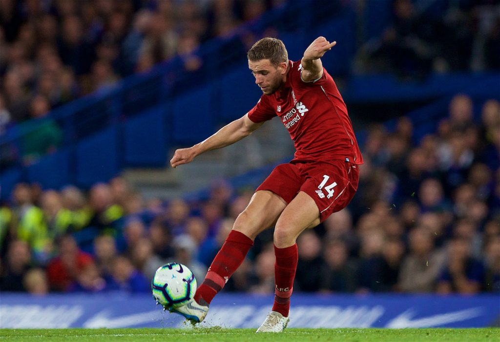 LONDON, ENGLAND - Saturday, September 29, 2018: Liverpool's captain Jordan Henderson during the FA Premier League match between Chelsea FC and Liverpool FC at Stamford Bridge. (Pic by David Rawcliffe/Propaganda)