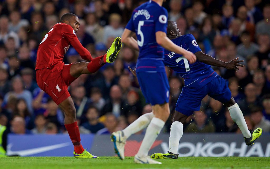 LONDON, ENGLAND - Saturday, September 29, 2018: Liverpool's Daniel Sturridge scores an equalizing goal during the FA Premier League match between Chelsea FC and Liverpool FC at Stamford Bridge. (Pic by David Rawcliffe/Propaganda)