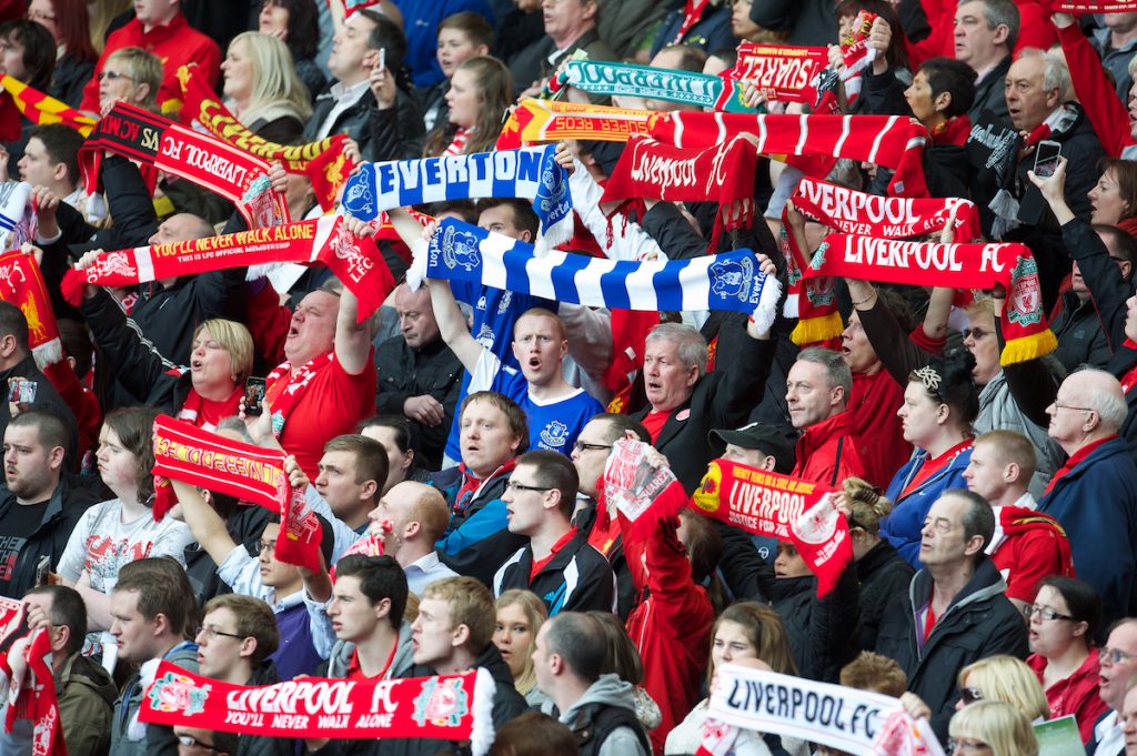 LIVERPOOL, ENGLAND - Monday, April 15, 2013: Liverpool and Everton supporters during the 24th Anniversary Hillsborough Service at Anfield. (Pic by David Rawcliffe/Propaganda)