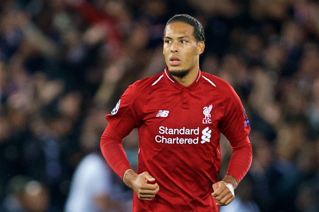 LIVERPOOL, ENGLAND - Tuesday, September 18, 2018: Liverpool's Virgil van Dijk during the UEFA Champions League Group C match between Liverpool FC and Paris Saint-Germain at Anfield. (Pic by David Rawcliffe/Propaganda)