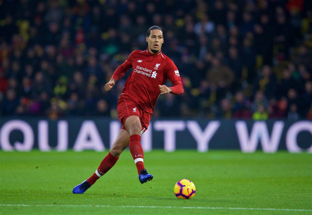 WATFORD, ENGLAND - Saturday, November 24, 2018: Liverpool's Virgil van Dijk during the FA Premier League match between Watford FC and Liverpool FC at Vicarage Road. (Pic by David Rawcliffe/Propaganda)