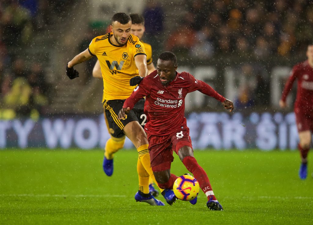 WOLVERHAMPTON, ENGLAND - Friday, December 21, 2018: Liverpool's Naby Keita during the FA Premier League match between Wolverhampton Wanderers FC and Liverpool FC at Molineux Stadium. (Pic by David Rawcliffe/Propaganda)