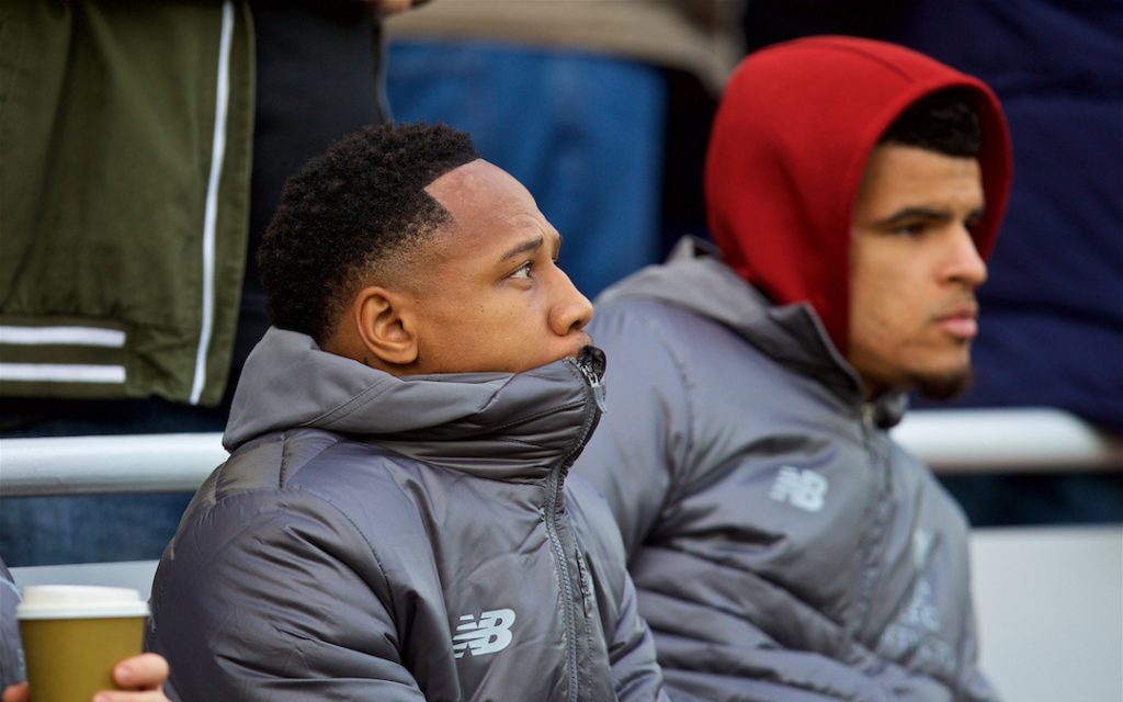 LIVERPOOL, ENGLAND - Sunday, October 7, 2018: Liverpool's unused player Nathaniel Clyne during the FA Premier League match between Liverpool FC and Manchester City FC at Anfield. (Pic by David Rawcliffe/Propaganda)