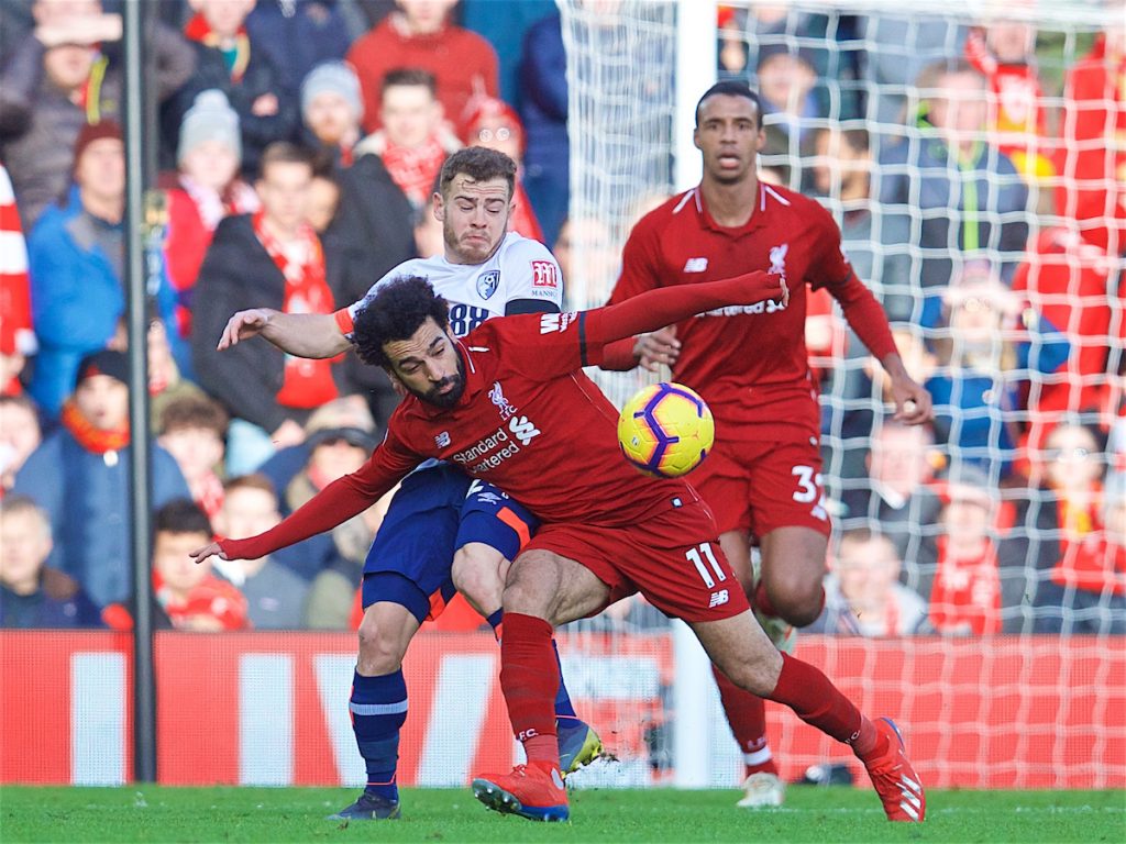 LIVERPOOL, ENGLAND - Saturday, February 9, 2019: Liverpool's Mohamed Salah during the FA Premier League match between Liverpool FC and AFC Bournemouth at Anfield. (Pic by David Rawcliffe/Propaganda)