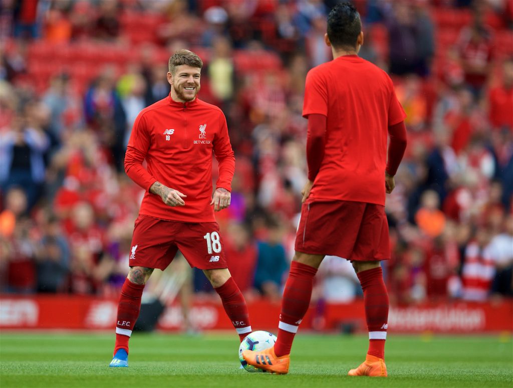 LIVERPOOL, ENGLAND - Tuesday, August 7, 2018: Liverpool's captain Alberto Moreno before the preseason friendly match between Liverpool FC and Torino FC at Anfield. (Pic by David Rawcliffe/Propaganda)