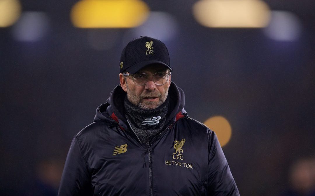 BURNLEY, ENGLAND - Wednesday, December 5, 2018: Liverpool's manager Jürgen Klopp before the FA Premier League match between Burnley FC and Liverpool FC at Turf Moor. (Pic by David Rawcliffe/Propaganda)