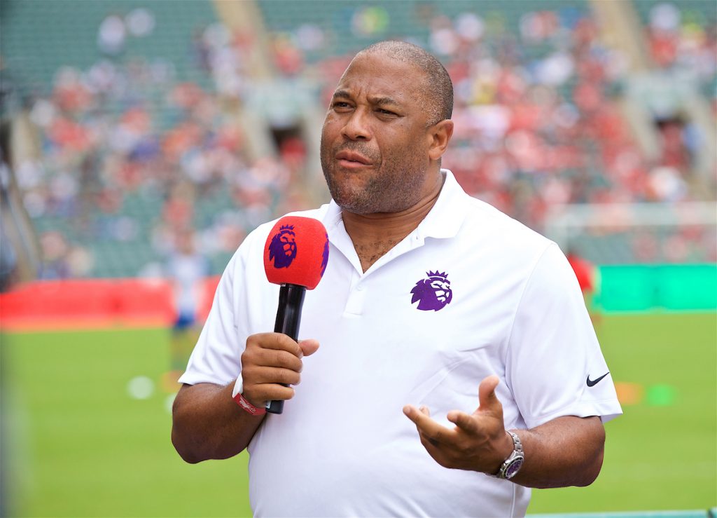 HONG KONG, CHINA - Wednesday, July 19, 2017: Liverpool legend John Barnes working for the Premier League before the Premier League Asia Trophy match between Leicester City and West Bromwich Albion at the Hong Kong International Stadium. (Pic by David Rawcliffe/Propaganda)