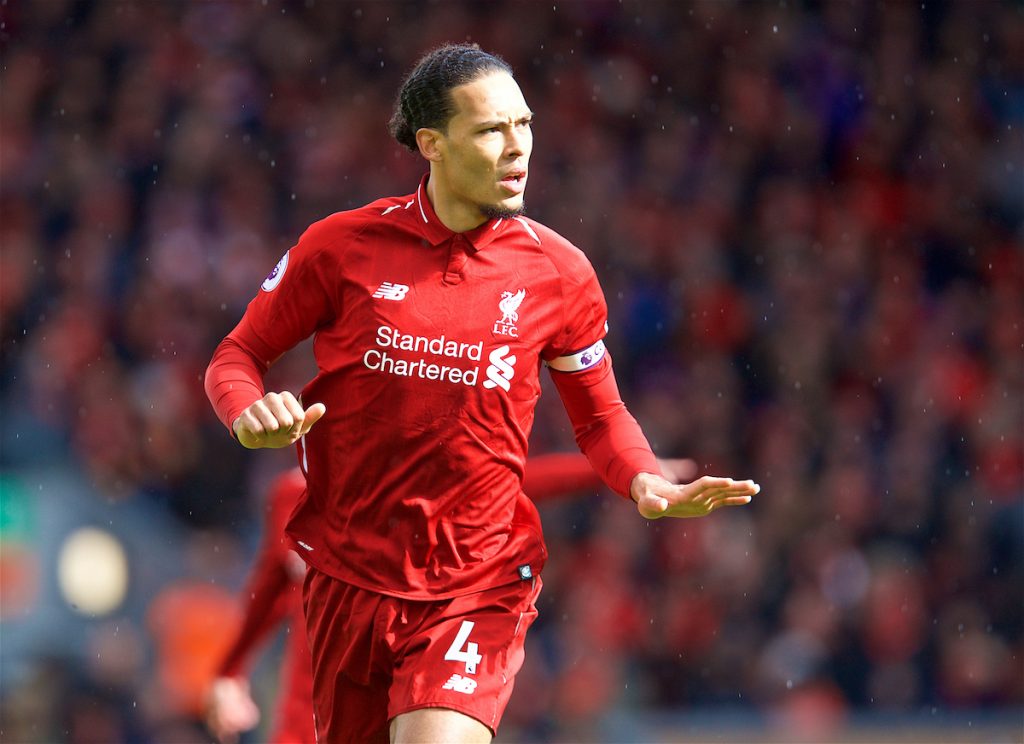 LIVERPOOL, ENGLAND - Saturday, March 9, 2019: Liverpool's Virgil van Dijk during the FA Premier League match between Liverpool FC and Burnley FC at Anfield. (Pic by David Rawcliffe/Propaganda)