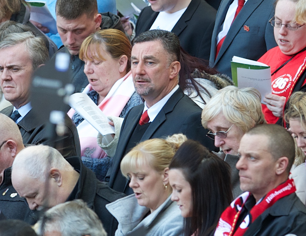 LIVERPOOL, ENGLAND - Monday, April 15, 2013: Former Liverpool player John Aldridge during the 24th Anniversary Hillsborough Service at Anfield. (Pic by David Rawcliffe/Propaganda)