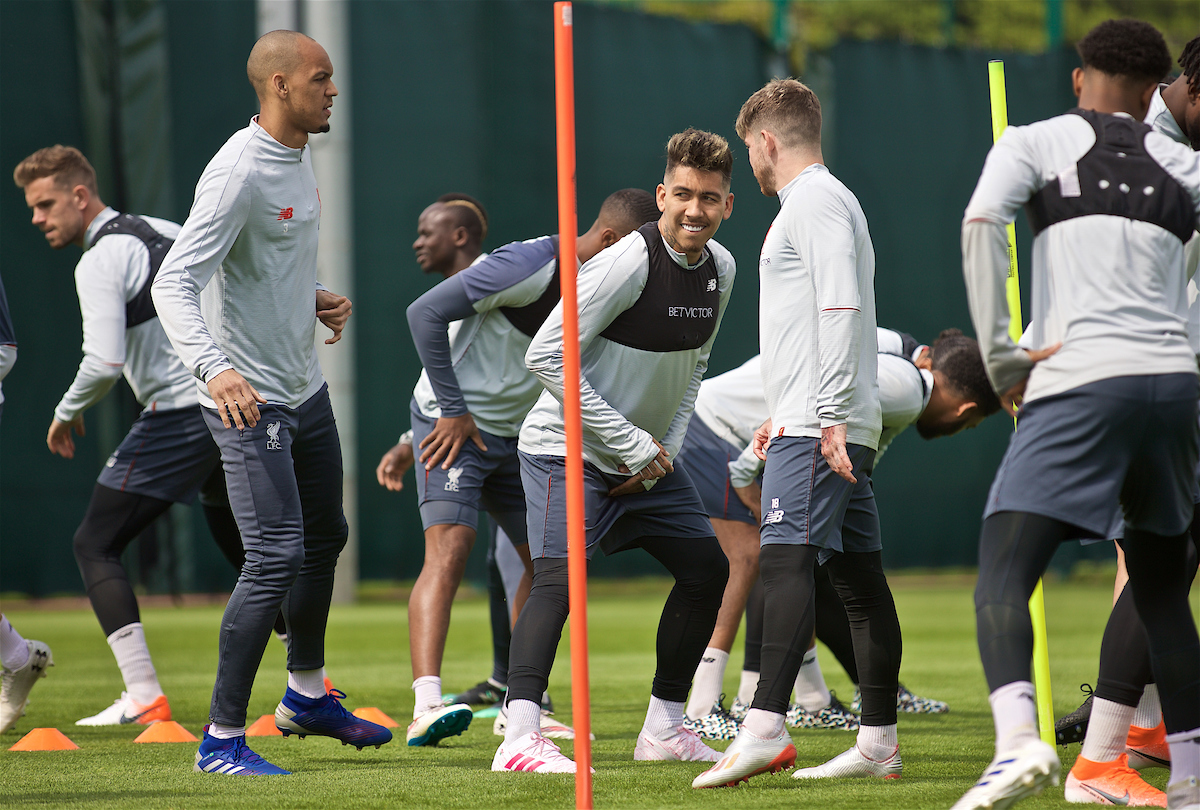 LIVERPOOL, ENGLAND - Tuesday, April 30, 2019: Liverpool's Roberto Firmino during a training session at Melwood Training Ground ahead of the UEFA Champions League Semi-Final 1st Leg match between FC Barcelona and Liverpool FC. (Pic by Laura Malkin/Propaganda)