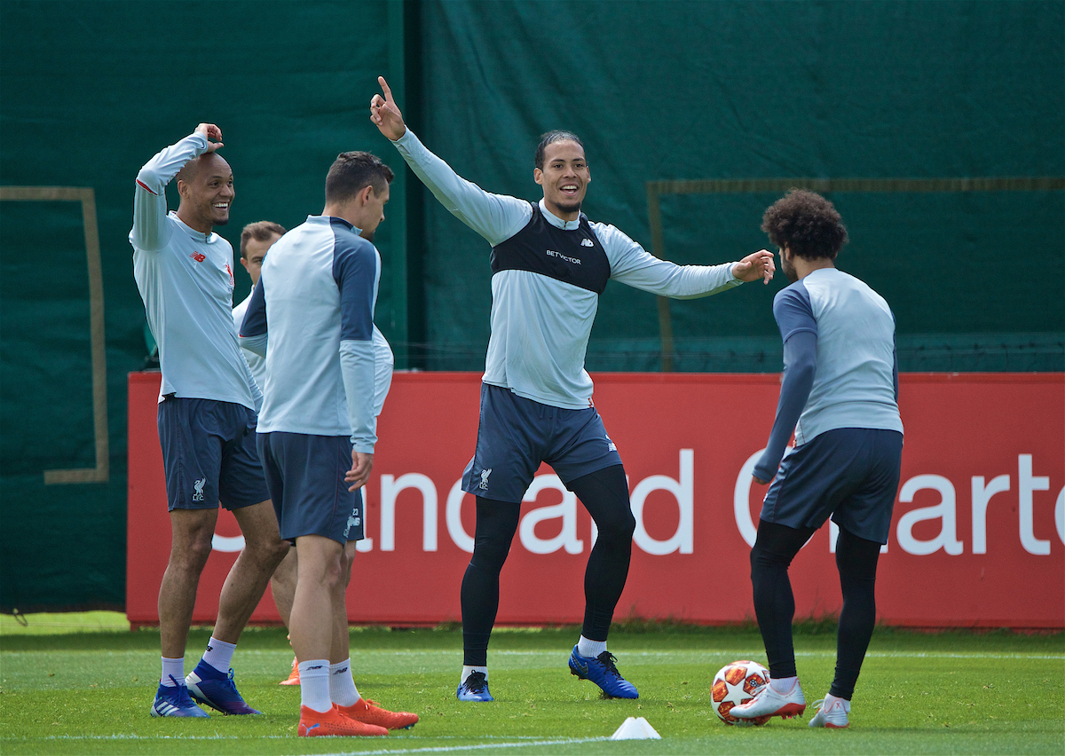 LIVERPOOL, ENGLAND - Tuesday, May 28, 2019: Liverpool's Virgil van Dijk during a training session at Melwood Training Ground ahead of the UEFA Champions League Final match between Tottenham Hotspur FC and Liverpool FC. (Pic by David Rawcliffe/Propaganda)