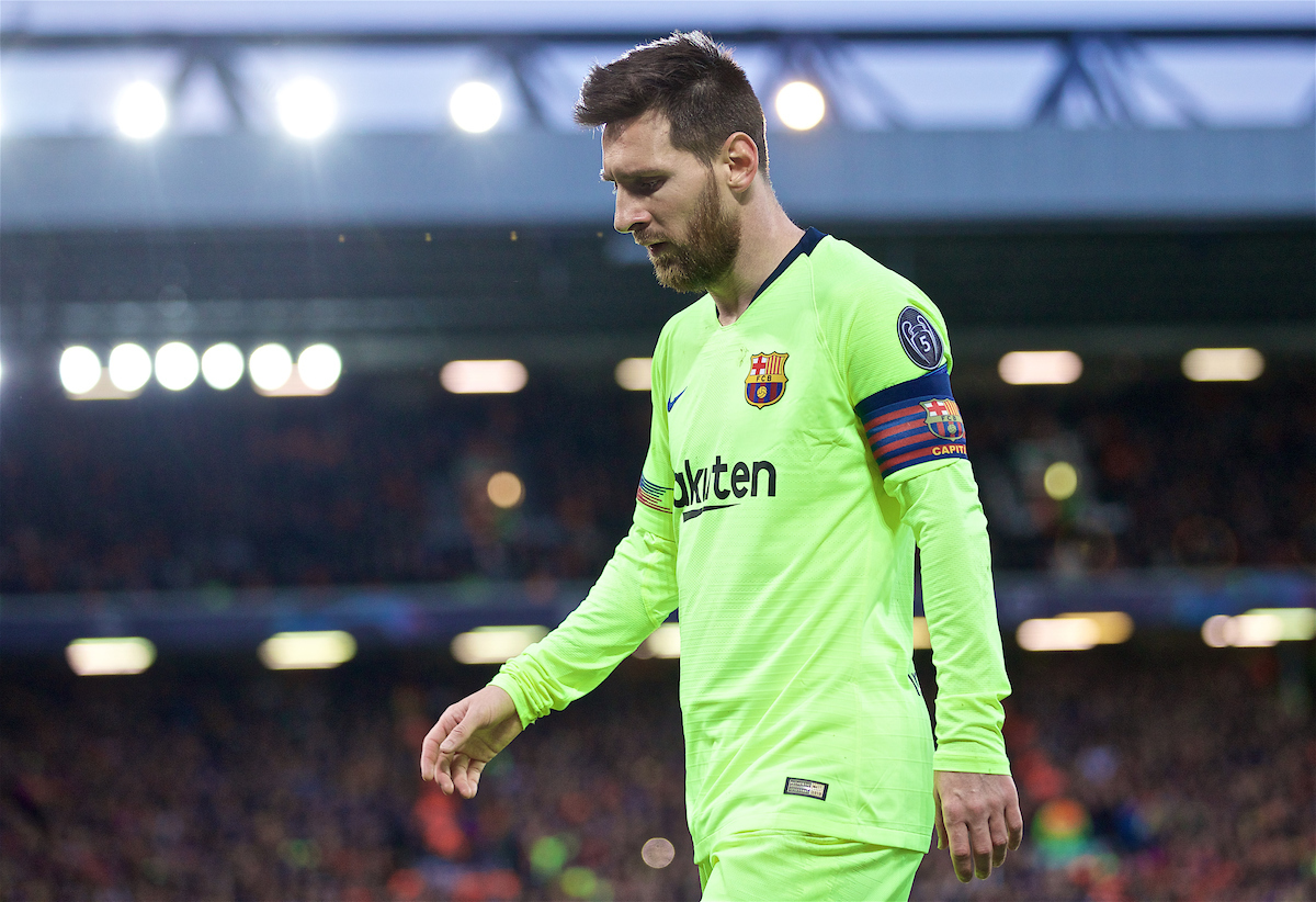 LIVERPOOL, ENGLAND - Tuesday, May 7, 2019: FC Barcelona's Lionel Messi during the UEFA Champions League Semi-Final 2nd Leg match between Liverpool FC and FC Barcelona at Anfield. (Pic by David Rawcliffe/Propaganda)