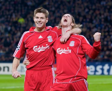 Fernando Torres and Steven Gerrard celebrate vs Inter Milan