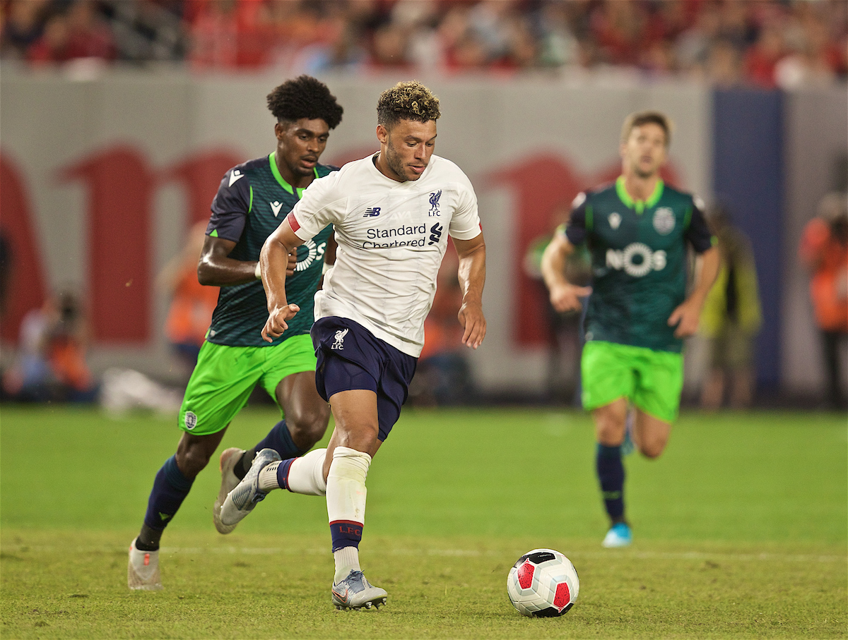 NEW YORK, NEW YORK, USA - Wednesday, July 24, 2019: Liverpool's Alex Oxlade-Chamberlain during a friendly match between Liverpool FC and Sporting Clube de Portugal at the Yankee Stadium on day nine of the club's pre-season tour of America. (Pic by David Rawcliffe/Propaganda)