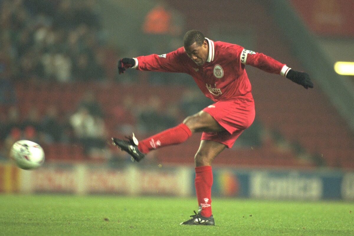 Wednesday, November 27th, 1996: Liverpool's John Barnes in action