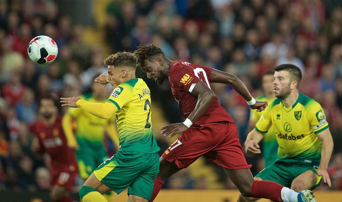 LIVERPOOL, ENGLAND - Friday, August 9, 2019: Liverpool's Divock Origi scores the fourth goal during the opening FA Premier League match of the season between Liverpool FC and Norwich City FC at Anfield. (Pic by David Rawcliffe/Propaganda)